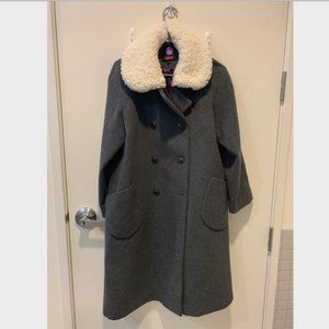 Rabbitti Fur Collar Signature Wool Coat